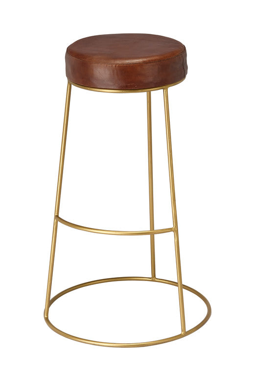 Henry Round Leather Bar Stool Lifestyle by JY