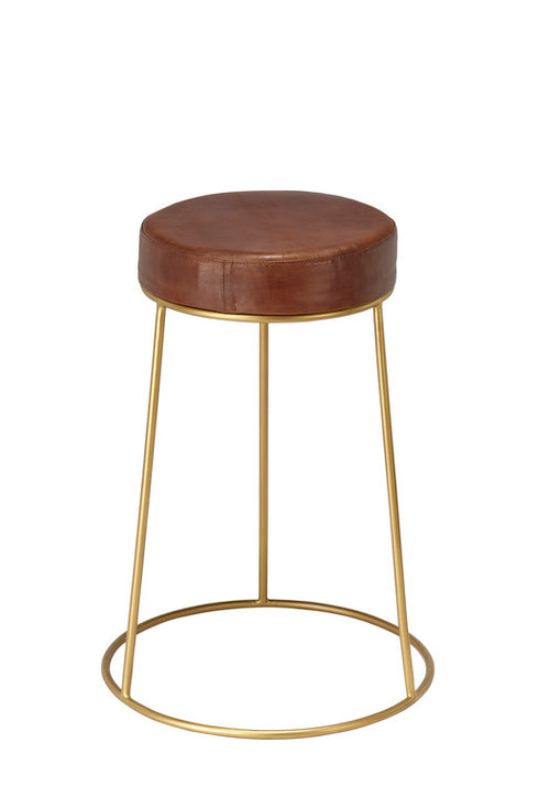 Jamie Young Henry Round Leather Counter Stool