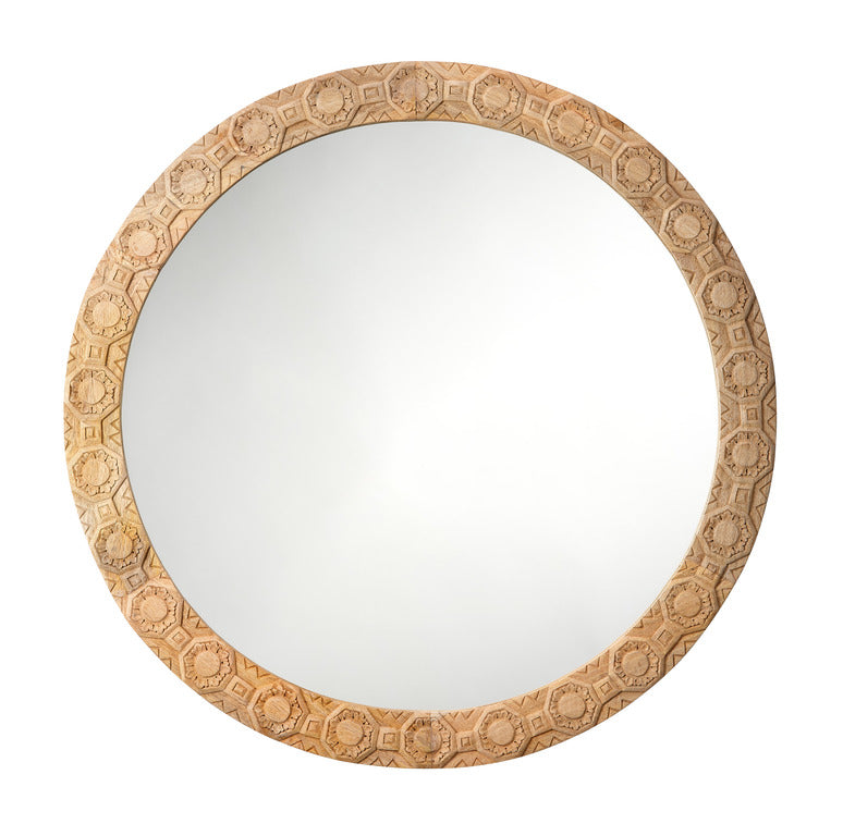 Jamie Young Relief Carved Round Mirror
