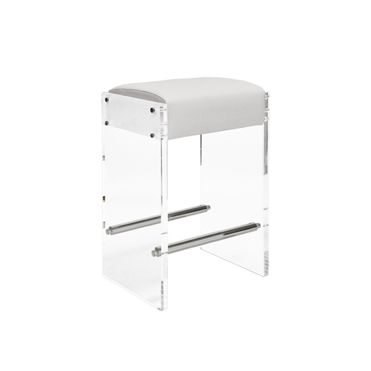 Worlds Away Indy Acrylic Stool, White Vinyl