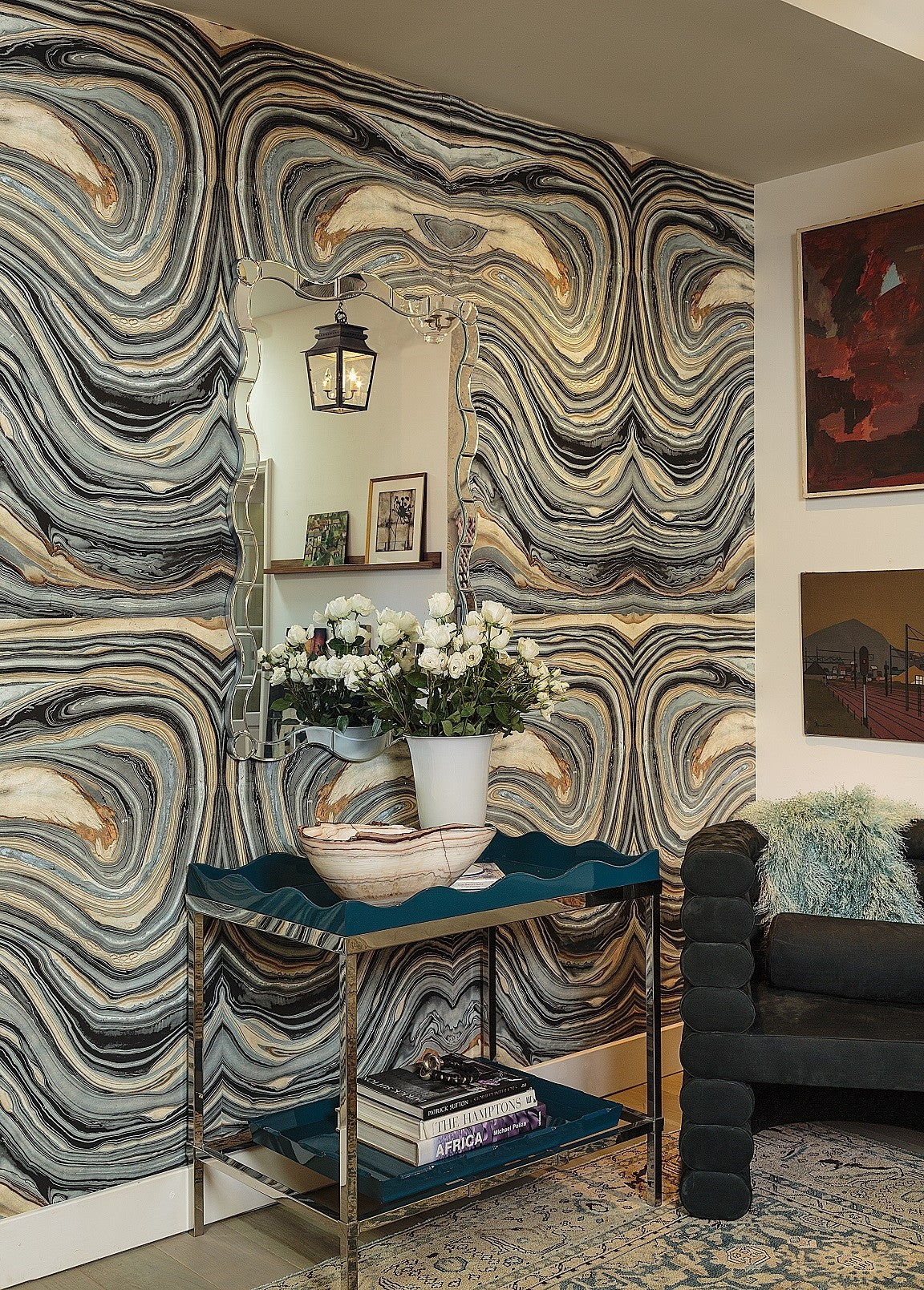 Jamie Drake for Mirror Home, Wave Mirror in Silver Leaf