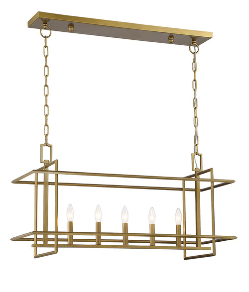 Lumanity Ormand 5 Light Brass Linear Kitchen Island Pendant