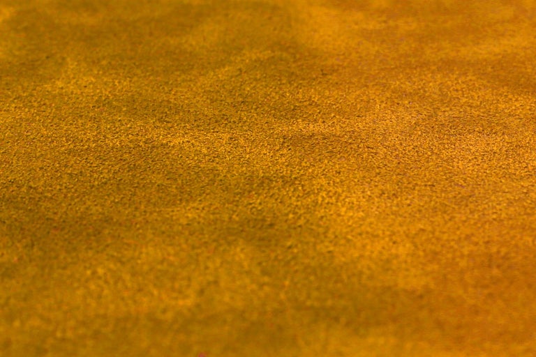 Duotone Rectangular Coffee Table,  Brass & Suede