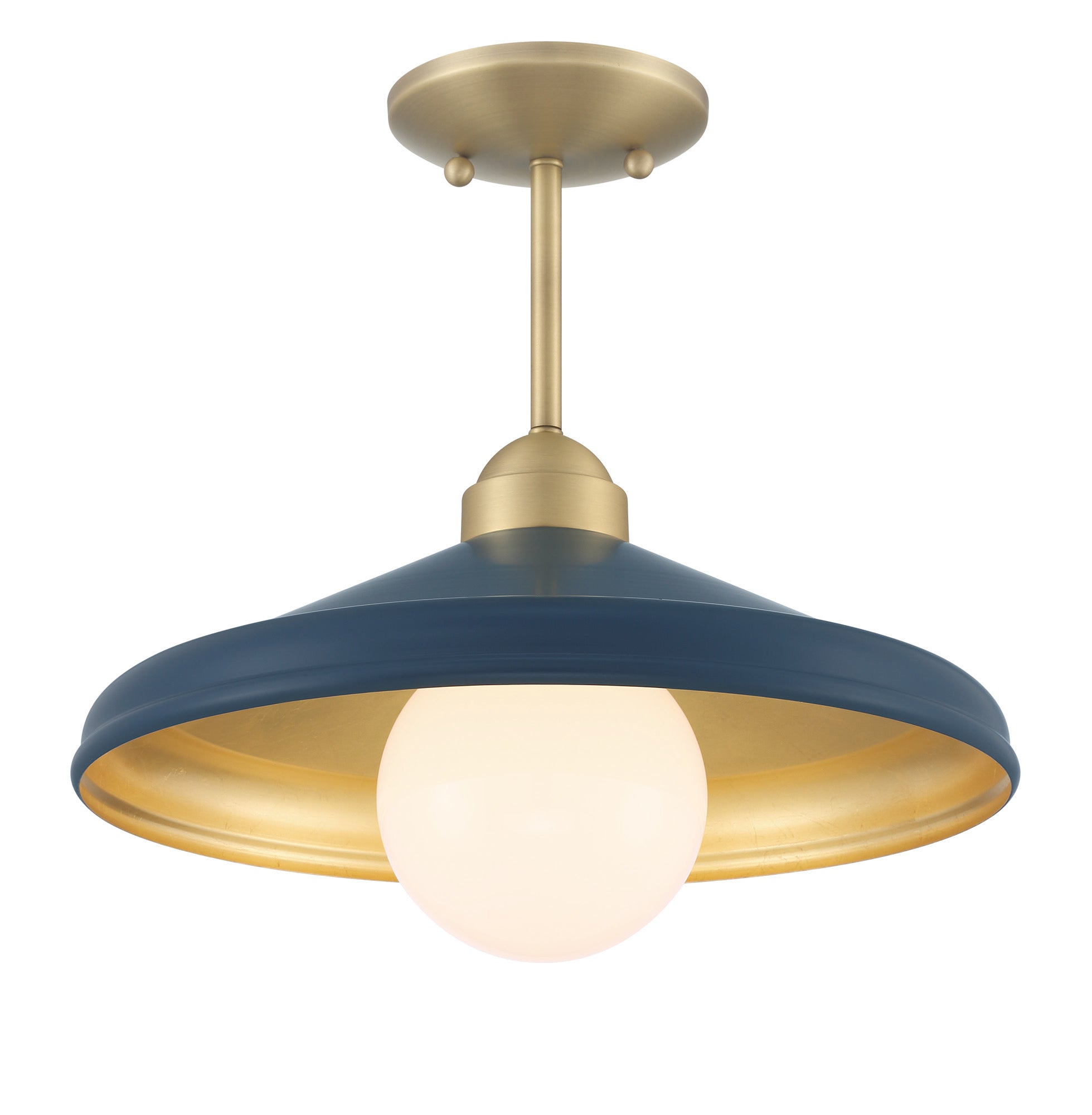 Lumanity Brooks Matte Navy 14" Semi Flush Mount Ceiling Barn Light