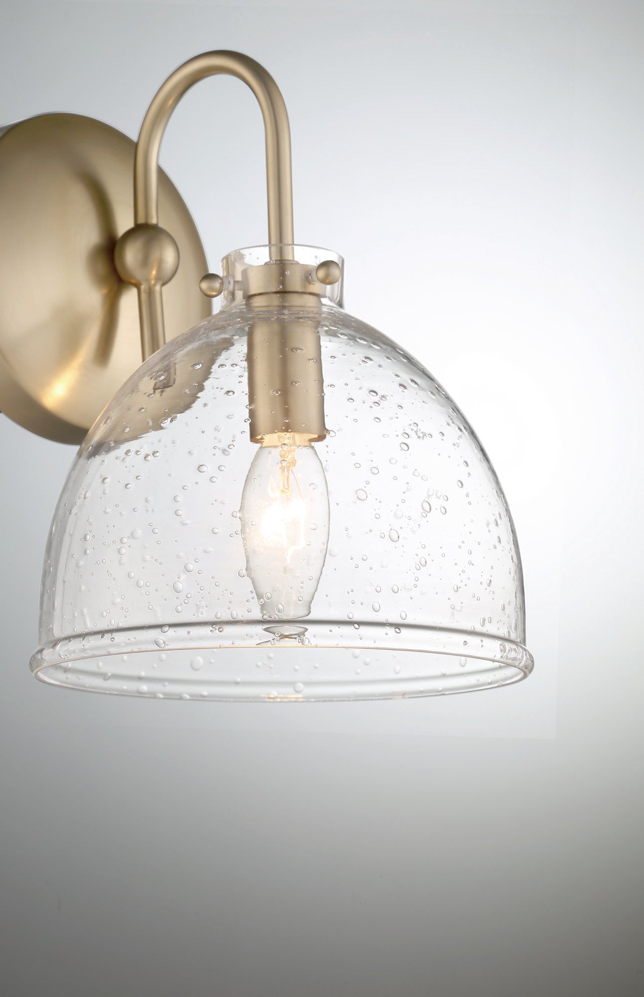 Lumanity Quinn Seeded Glass 7" Dome Antique Brass Wall Sconce Light