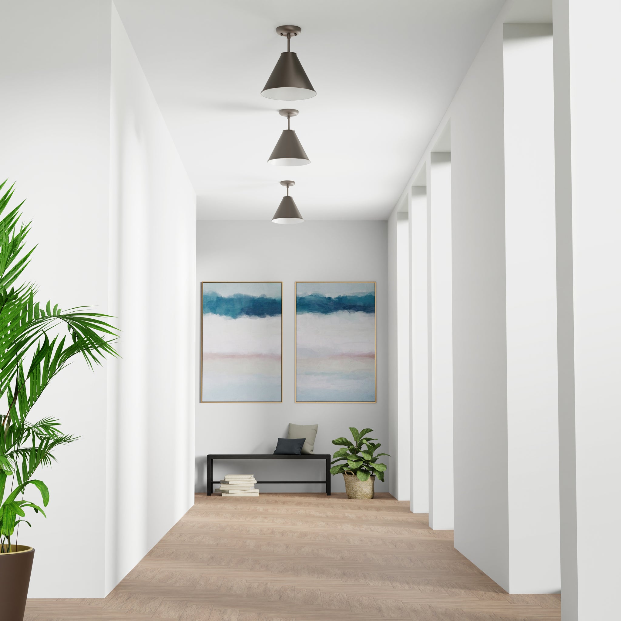 Lumanity Lincoln Tapered Metal 11" Dark Graphite Bronze Semi Flush Mount Ceiling Light