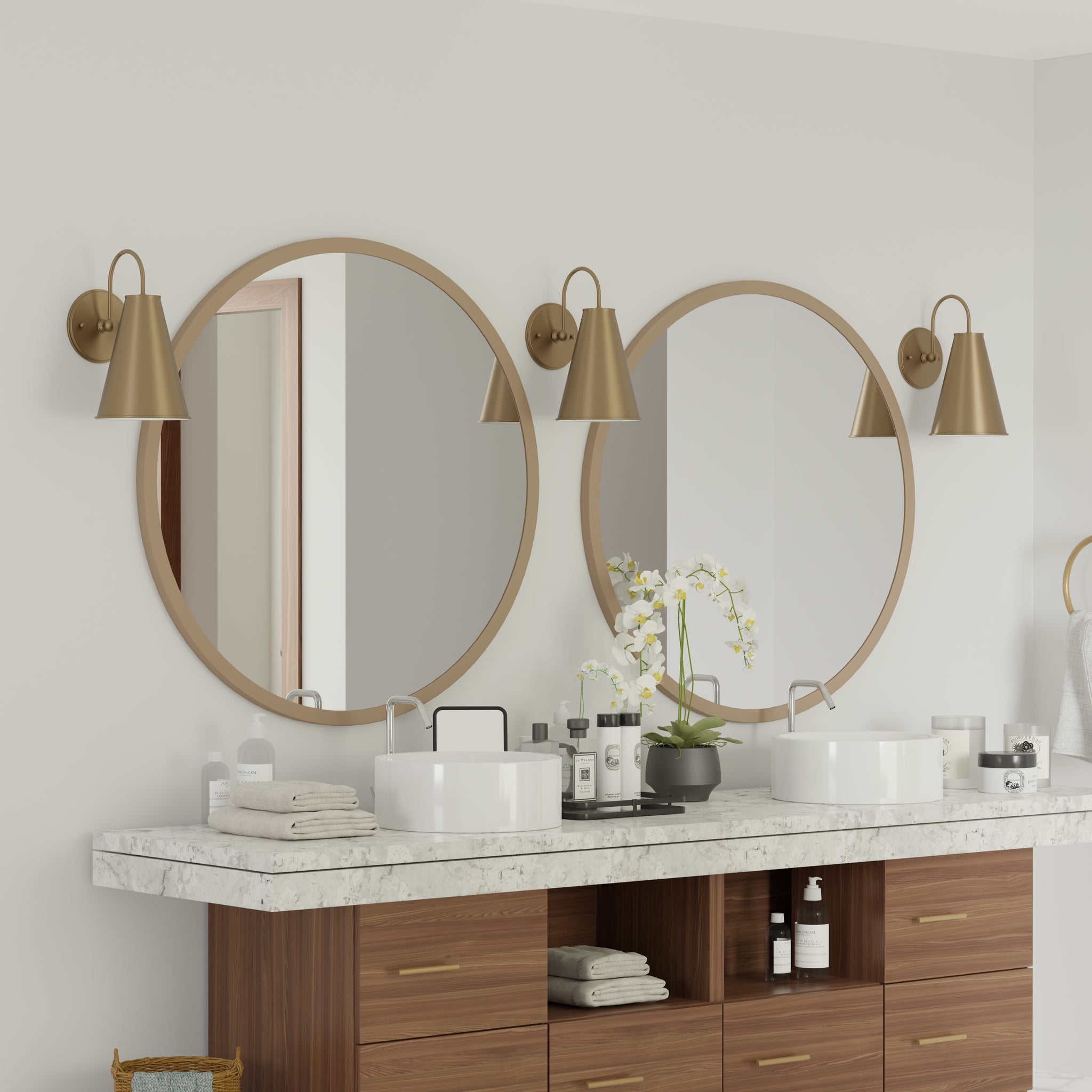 Lumanity Lincoln Tapered Metal 7" Dome Antique Brass Wall Sconce Light