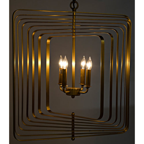 Noir Dimaclema Chandelier, Small, Metal With Brass Finish