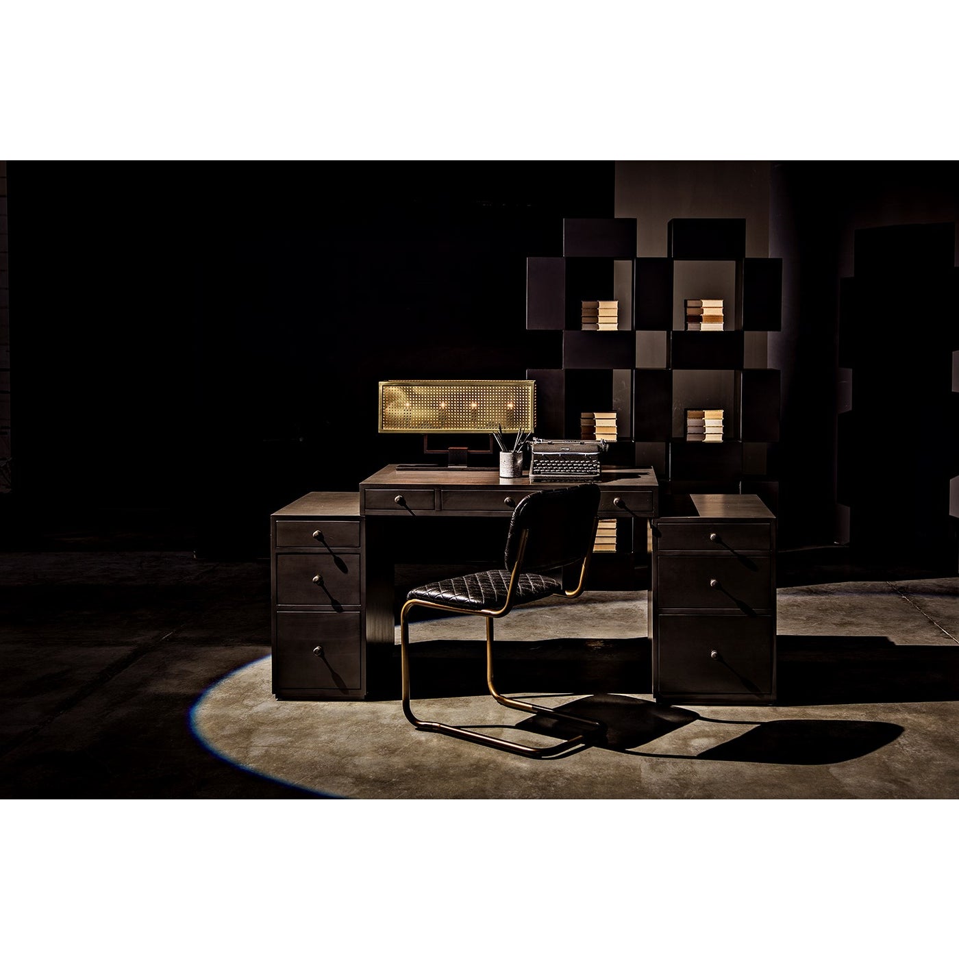 Noir Apollo Table Lamp, Metal With Brass Finish