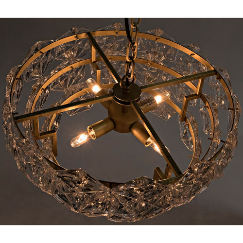 Noir Neive Chandelier, Small, Metal With Brass Finish