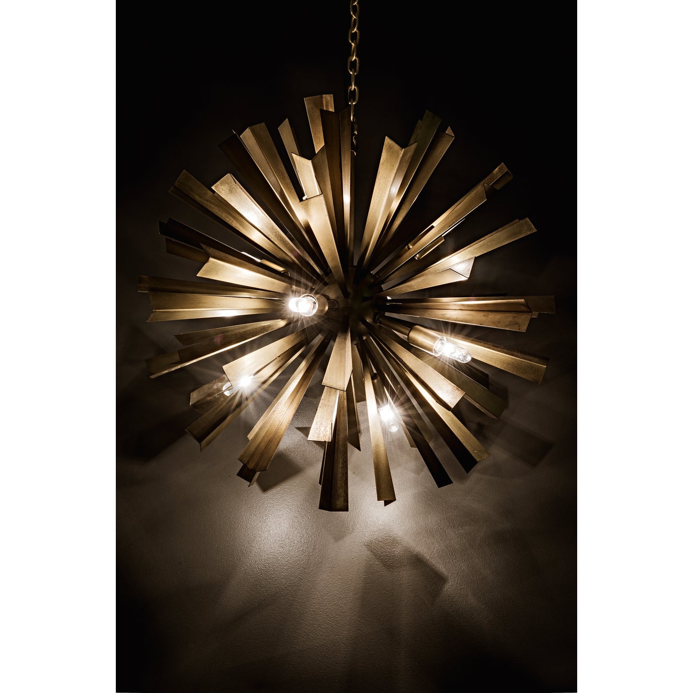 Noir Bero Chandelier, Metal With Brass Finish