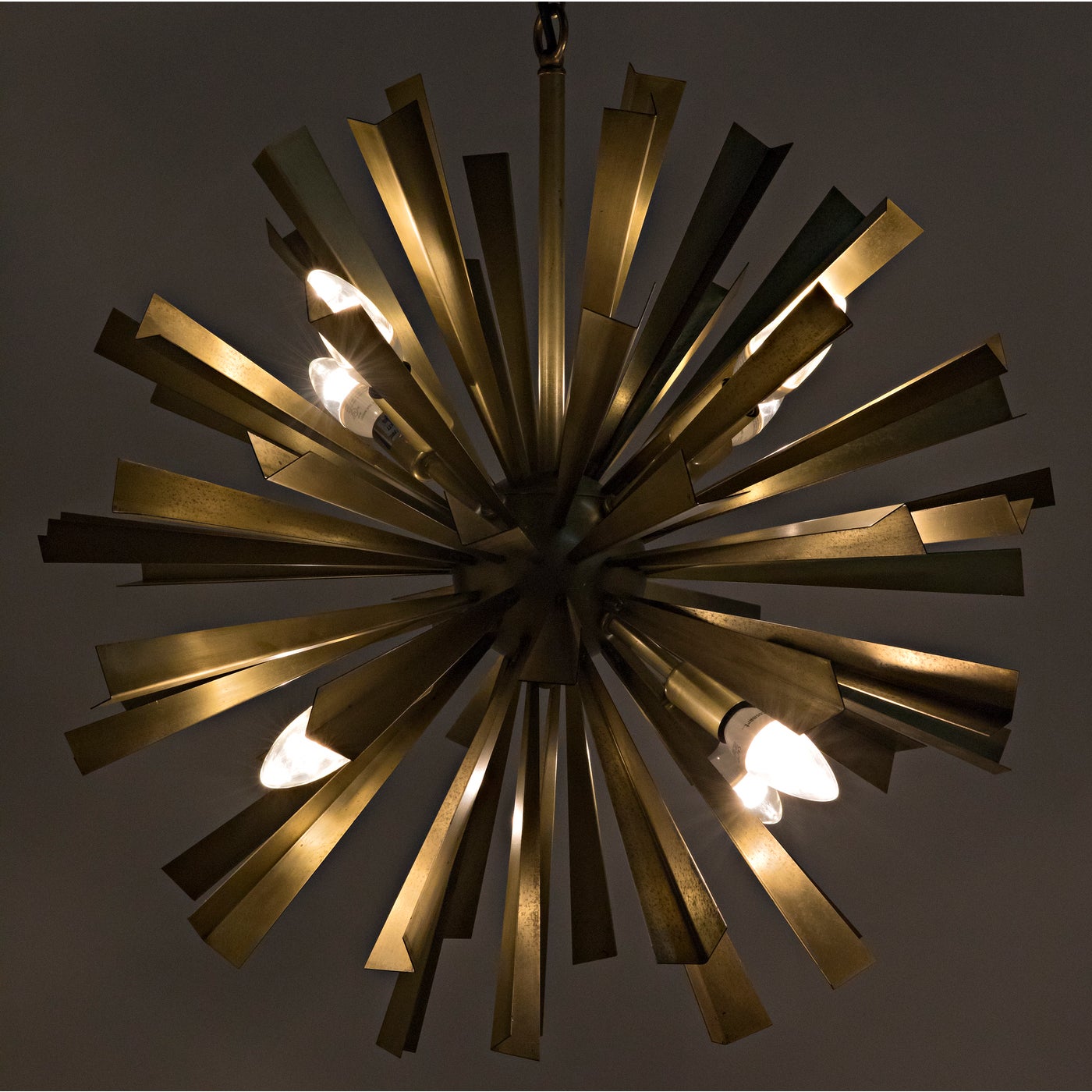 Noir Bero Chandelier, Metal With Brass Finish