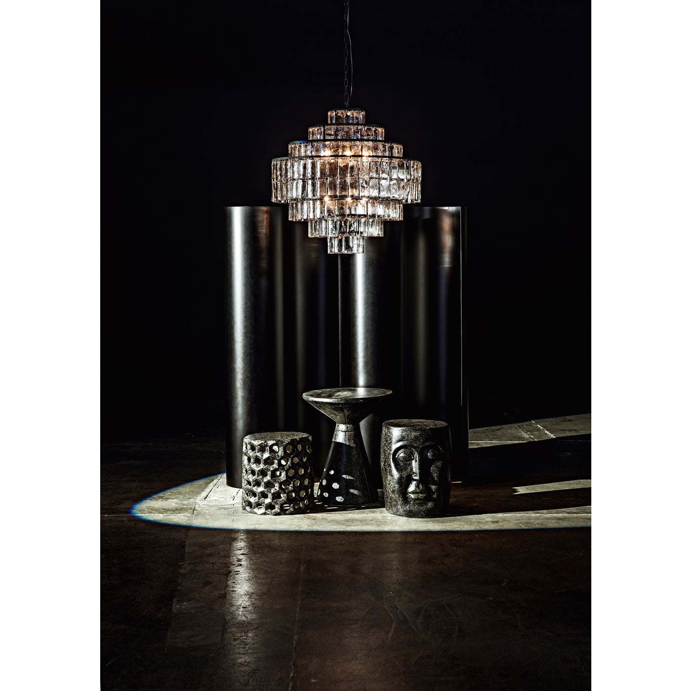 Noir Satellite Chandelier, Black Steel