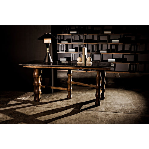 Noir Lucia Table Lamp, Black Steel With Mb Detail