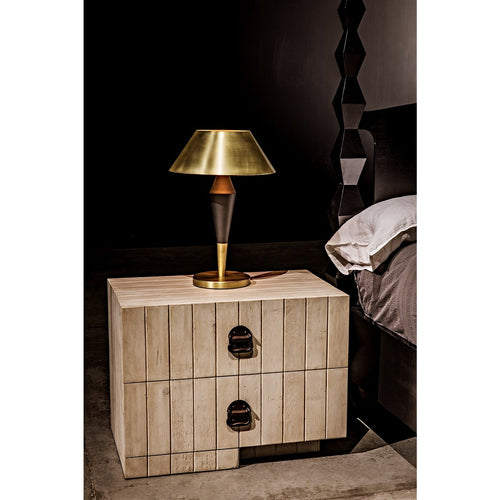 Noir Blau Table Lamp, Steel With Brass Finish And Black Steel Detail