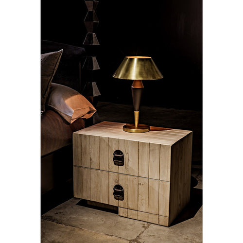 Noir Blau Table Lamp, Steel With Brass Finish And Black Steel Detail