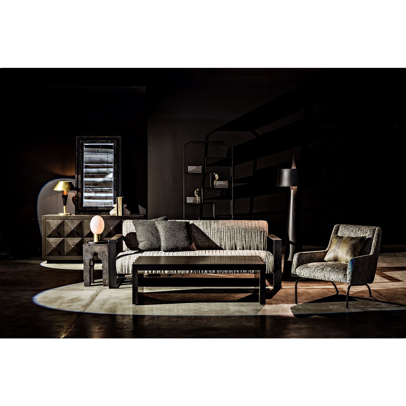 Noir Moray Floor Lamp, Black Steel