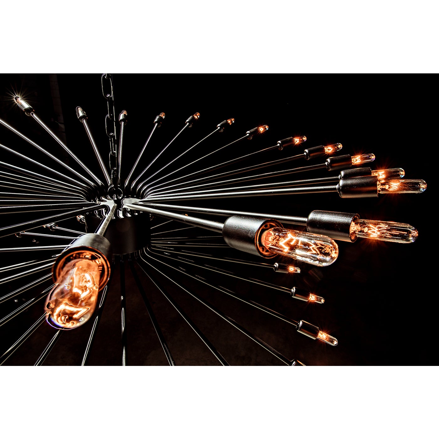 Noir Lampberto Chandelier, Black Steel
