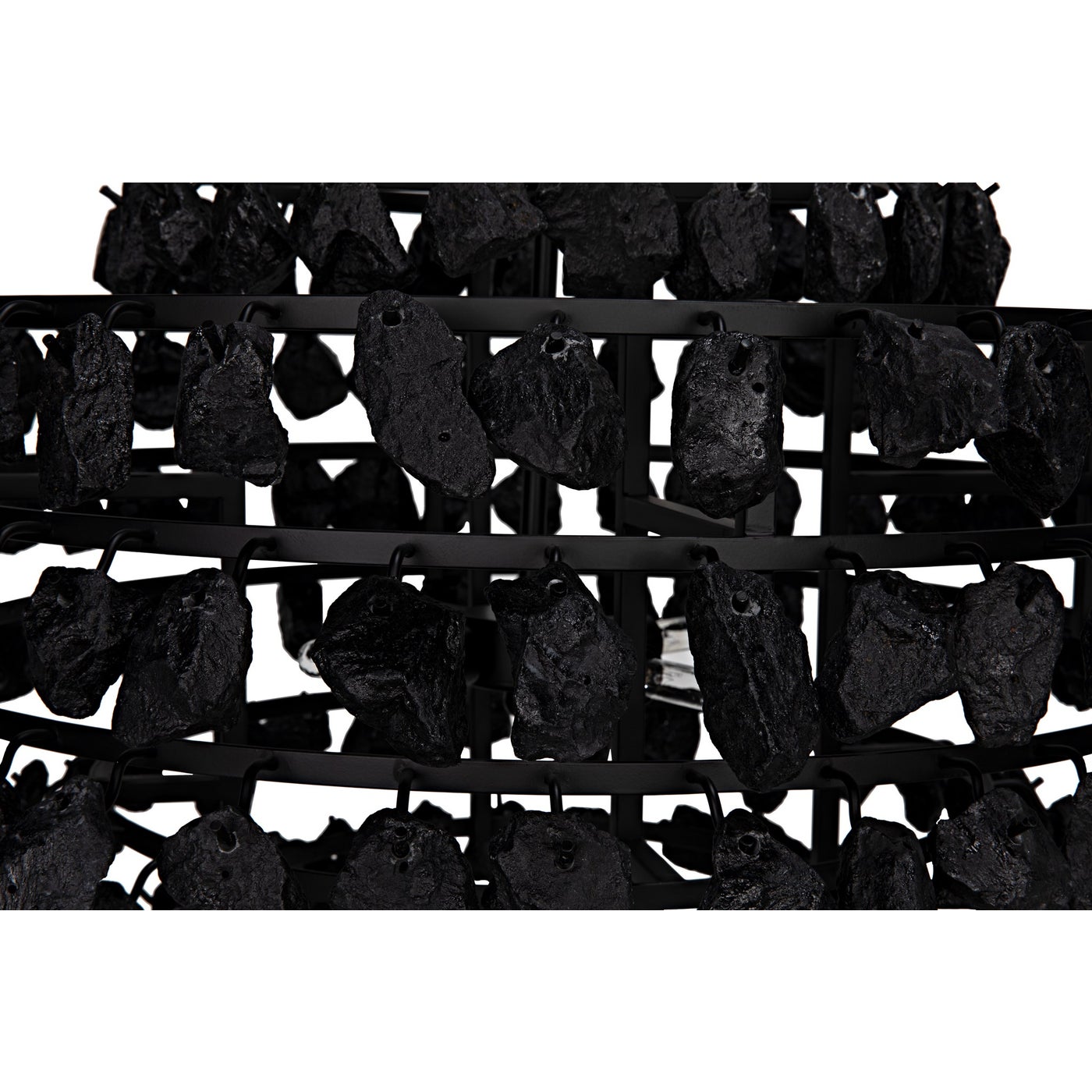 Noir Vulcan Chandelier, Black Steel With Black Glass