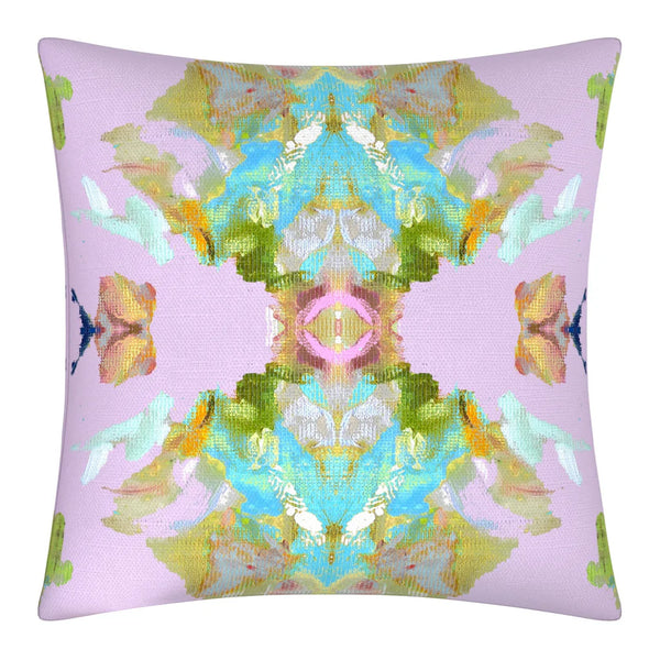 Stained Glass Lavender Linen Cotton Pillow by Laura Park