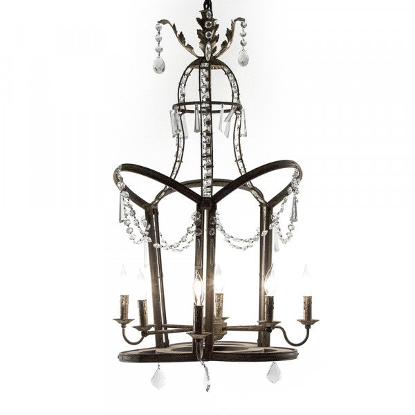 Zentique Garland Chandelier Weathered Finish, Gold Leaf Metal