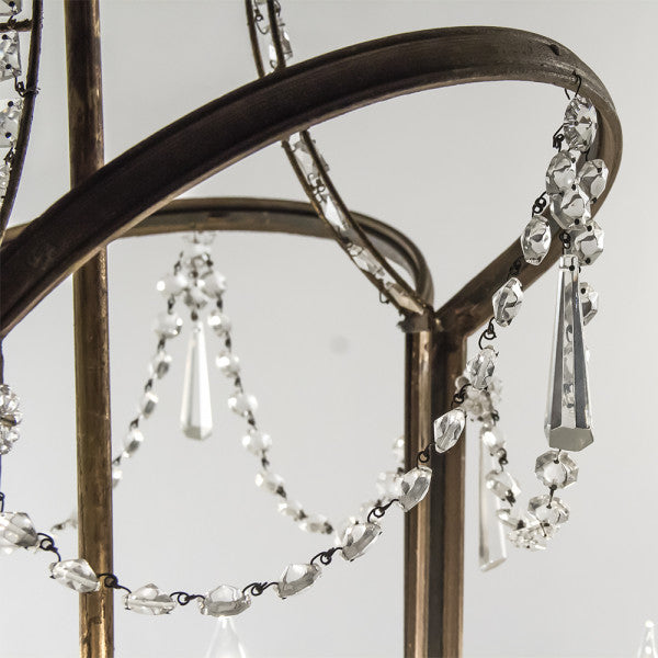 Zentique Garland Chandelier Weathered Finish, Gold Leaf Metal