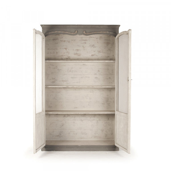 Zentique Alexander Cabinet Distressed Off White, Distressed Grey