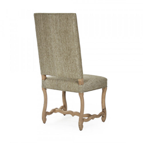 Zentique Freija Dining Chair Dry Natural Finish, Olive Green Raw Silk