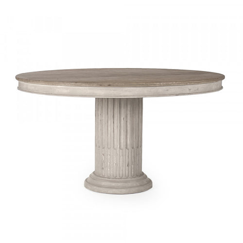 Zentique Montpellier Dining Table Natural Top, White Base