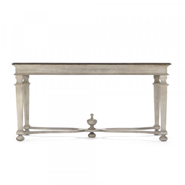 Zentique Tiffany Table Distressed Brown Top, Distressed Off White Base