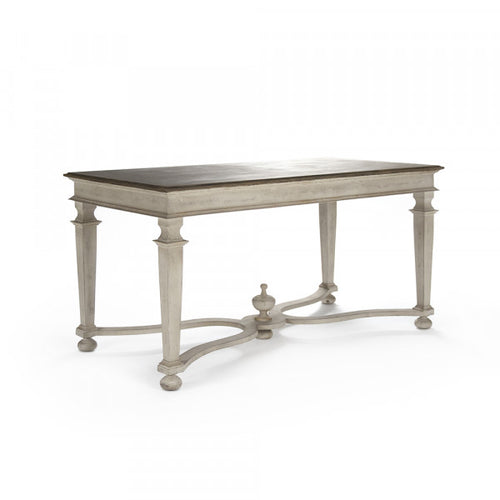 Zentique Tiffany Table Distressed Brown Top, Distressed Off White Base