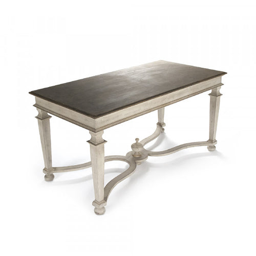 Zentique Tiffany Table Distressed Brown Top, Distressed Off White Base