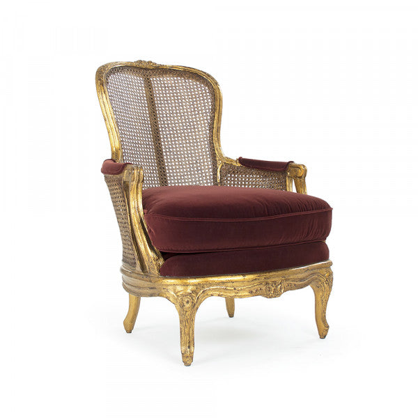 Zentique Aida Club Chair Red Wine Velvet