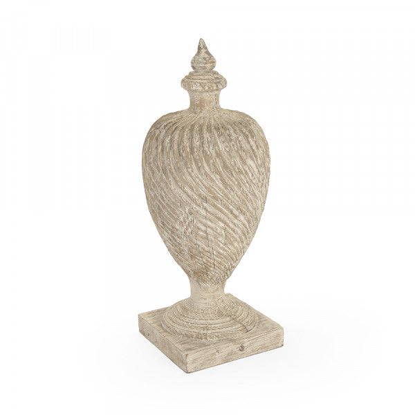 Zentique Julius Wooden Urn (Antique White) White Wash