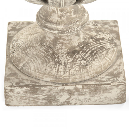 Zentique Lea Wooden Urn (Antique White) Distressed Off White