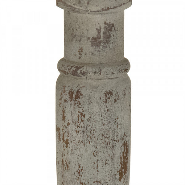 Zentique Prague Table Natural Top, Distressed Grey Base