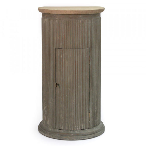 Zentique Fluted Wooden Stand Natural Top, Weathered Base