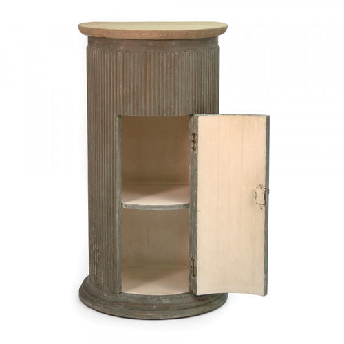 Zentique Fluted Wooden Stand Natural Top, Weathered Base