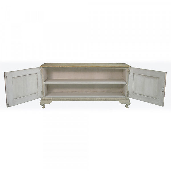 Zentique Hudson Buffet Natural Top, Distressed Taupe Base