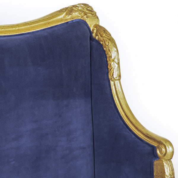 Zentique George King Bed Blue Velvet