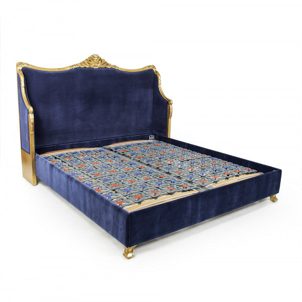Zentique Georgia Queen Bed Blue Velvet