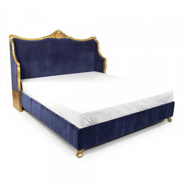 Zentique Georgia Queen Bed Blue Velvet