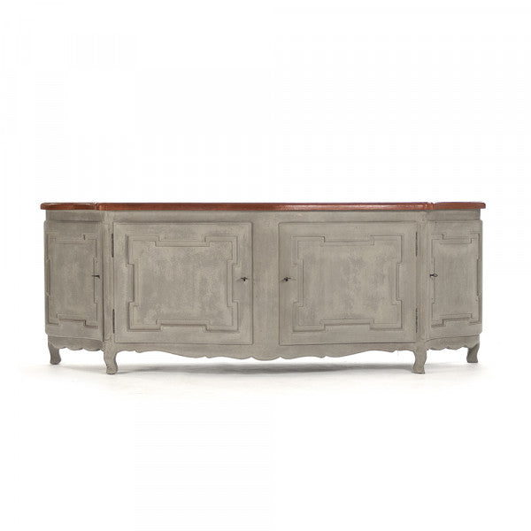 Zentique St Lovis Buffet Burnt Umber Top, Weathered Grey Base