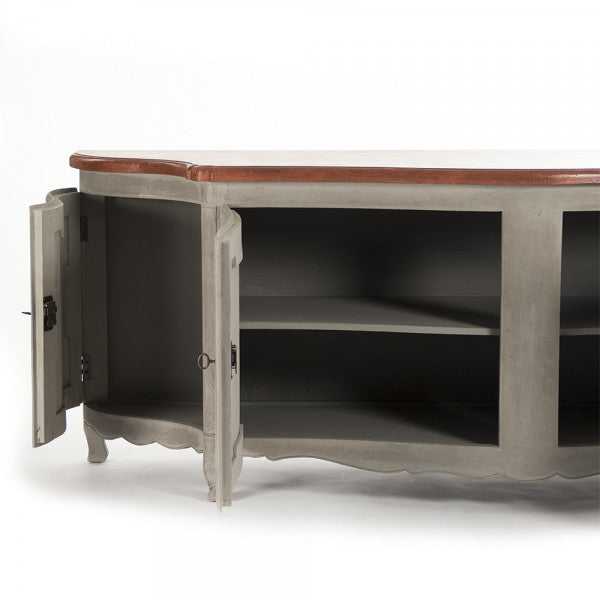 Zentique St Lovis Buffet Burnt Umber Top, Weathered Grey Base