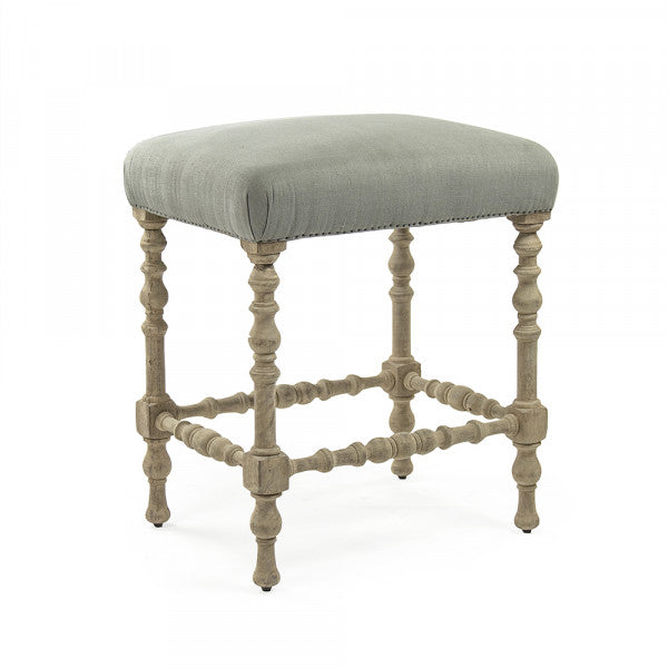 Zentique Giselle Bar Stool Dry Natural Birch, Seafoam Green Raw Silk