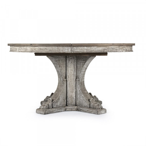 Zentique Terrell Dining Table Weathered Top, Distressed Grey Washed Based