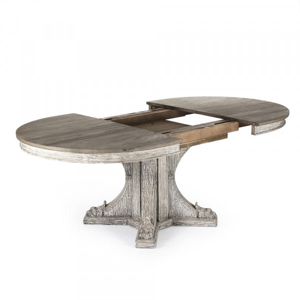 Zentique Terrell Dining Table Weathered Top, Distressed Grey Washed Based