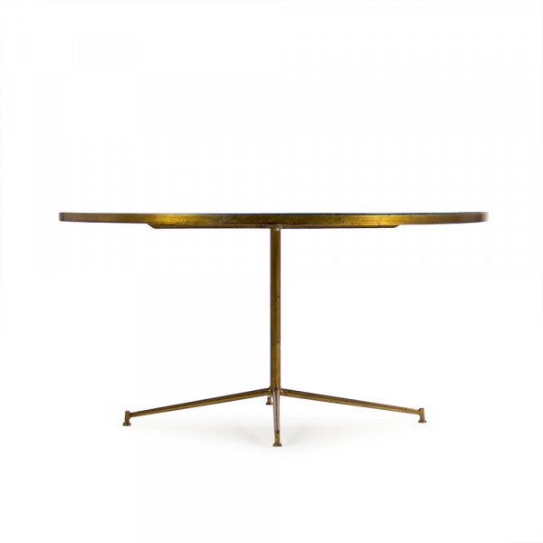 Zentique Caine Coffee Table Deep Green Marble Top, Gold Leaf Base