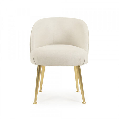 Zentique Selene Chair Gold Metal, Cream Linen