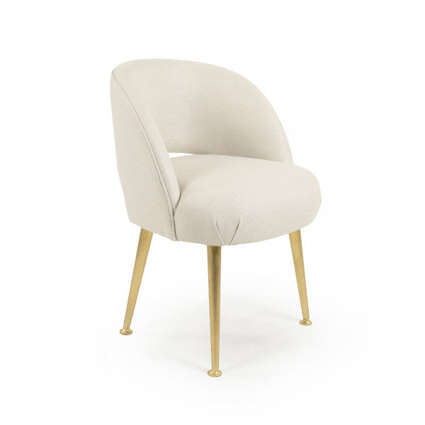 Zentique Selene Chair Gold Metal, Cream Linen